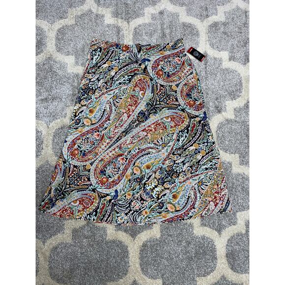 Vince Camuto NWT $79 X-Large Paisley Floral Boho Print Lined Elastic Waist Skirt - Picture 2 of 10